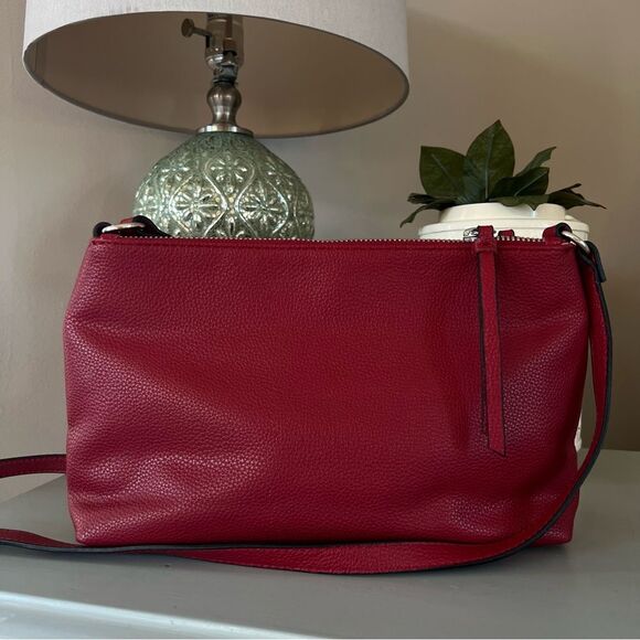 Dana Buchman Merlot Structured Design Adj Strap Vegan Crossbody Bag - Picture 9 of 11